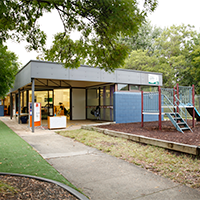 school house and playground